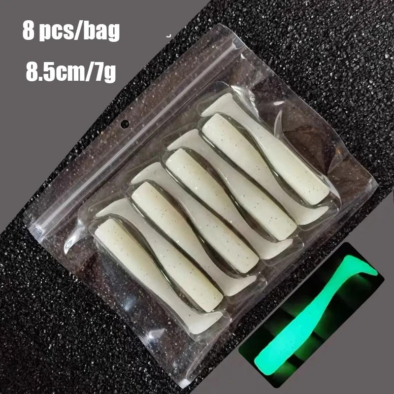 5-piece set of 24g/105mm luminous glow soft baits