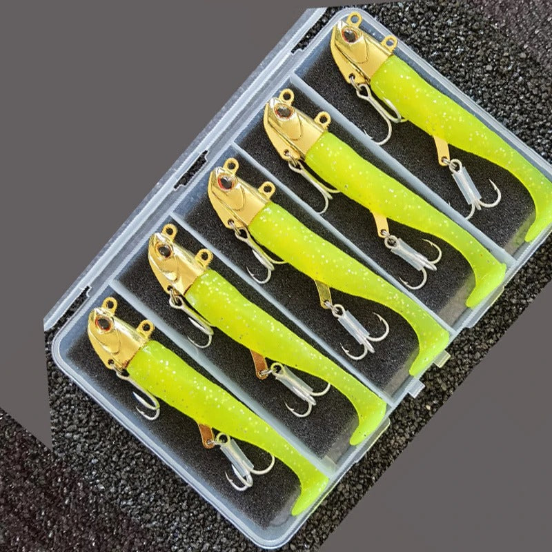 5-piece set of 24g/105mm luminous glow soft baits