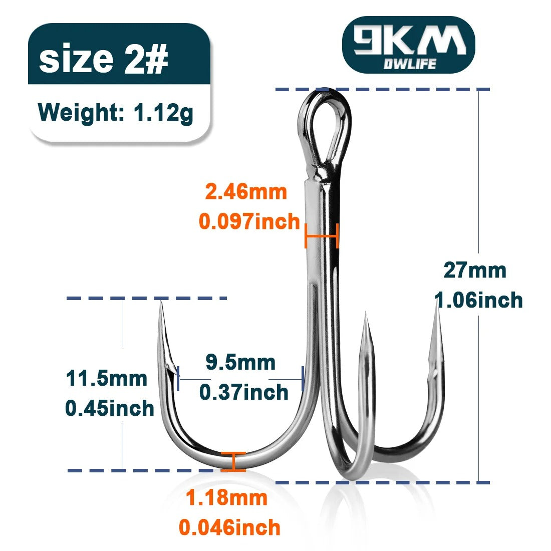 Barbed Treble Fishing hooks