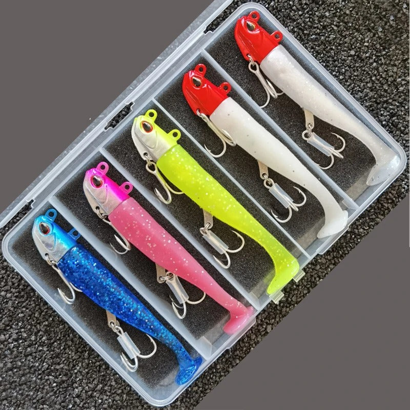 5-piece set of 24g/105mm luminous glow soft baits