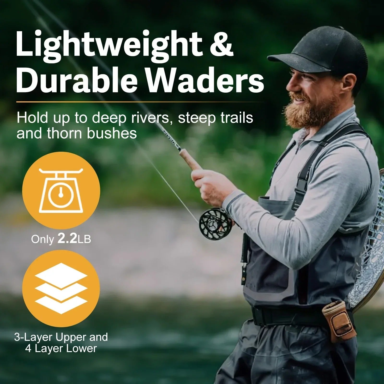 Goture Lightweight 100% Waterproof Fly Fishing Waders
